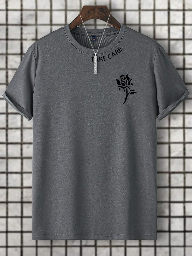Dark Grey Casual Collar Short Sleeve Fabric…