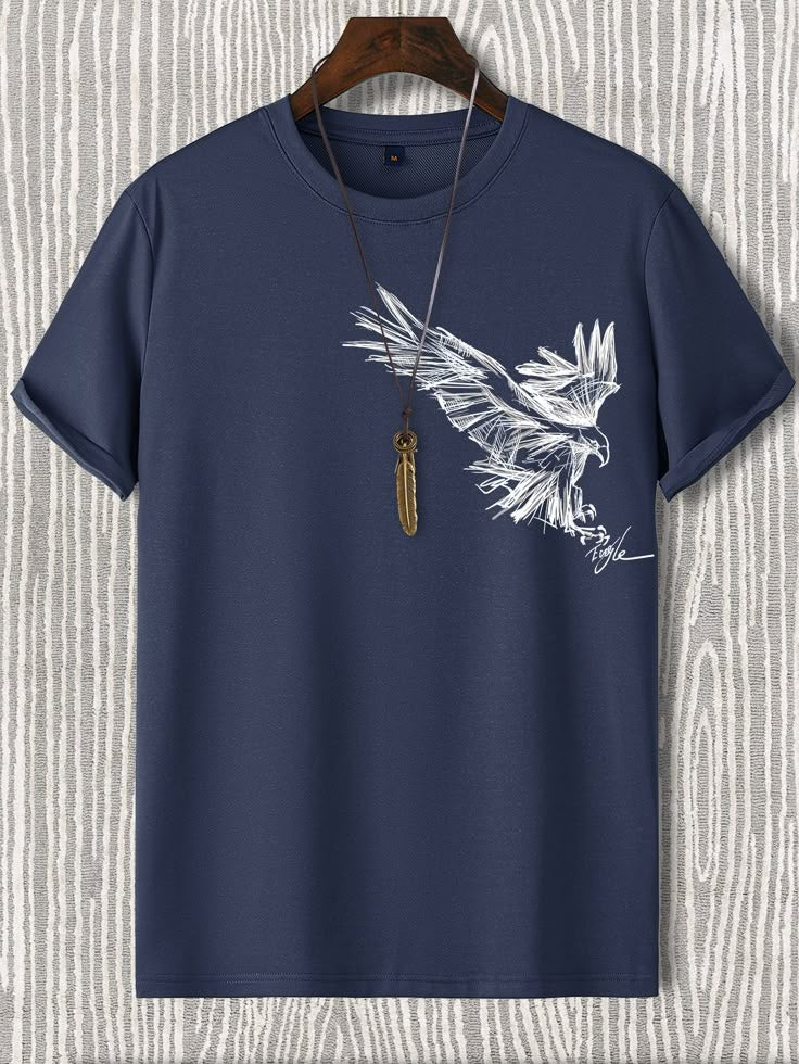 Navy Blue Casual Collar Short Sleeve Fabric…